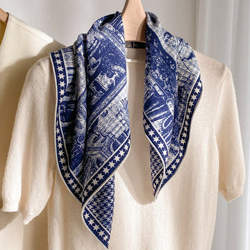 Silk Wool Blend Jacquard Square Scarf